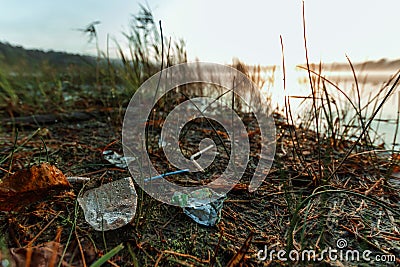 Garbage in the sea affecting marine lives Environmental problem concept World environment day Stock Photo