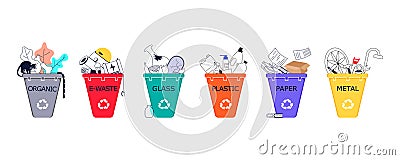 Garbage separation collection and recycling Vector Illustration