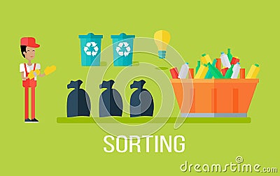 Garbage Sorting Concept Vector Illustration