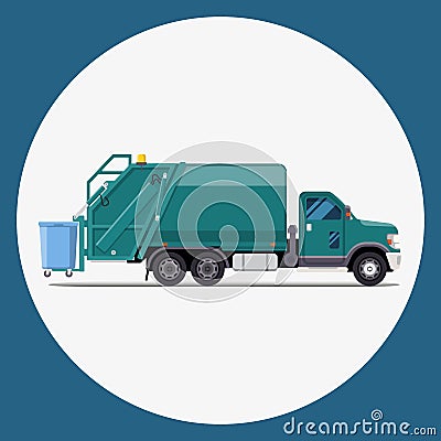 Garbage truck flat modern design Vector Illustration