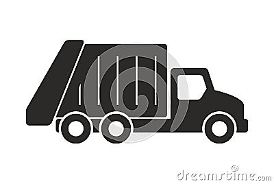 Garbage truck icon, Monochrome style Vector Illustration