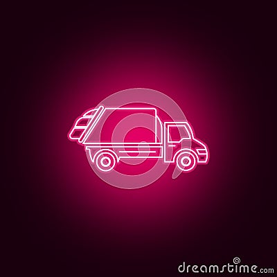 garbage truck neon icon. Elements of Transport set. Simple icon for websites, web design, mobile app, info graphics Stock Photo