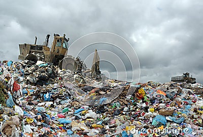 Garbage truck unloading Editorial Stock Photo