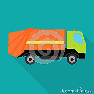 Garbage Truck Vector Illustration in Flat Design. Vector Illustration