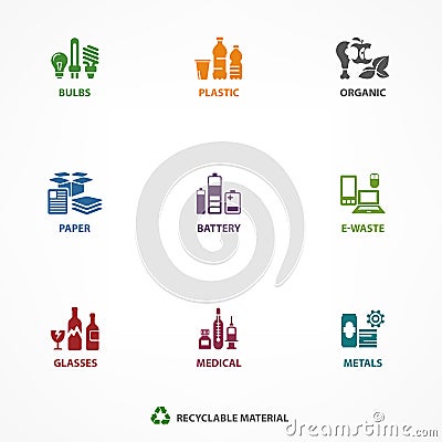 Garbage waste recycling icons Vector Illustration