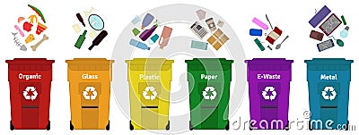 Garbage waste sorting vector illustration. Vector Illustration