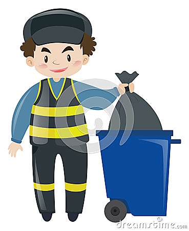 Garbageman dumping the trash Vector Illustration