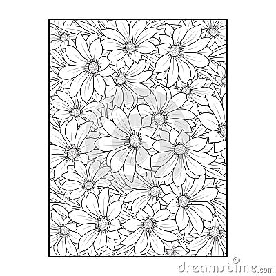 garbara daisy coloring pages for adults, daisy flower pattern drawing, daisy flower outline Vector Illustration