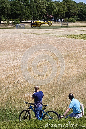 Garching emergency landing of a ADAC helicopter with Editorial Stock Photo