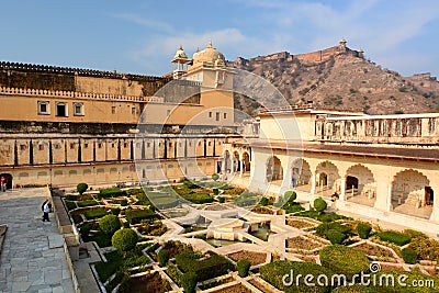 The garden. Amer Palace (or Amer Fort). Jaipur. Rajasthan. India Stock Photo