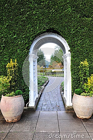 Garden arch and path Stock Photo