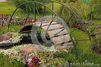 Garden Arched Bridge Stock Photo