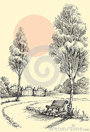 Garden artistic drawing Vector Illustration