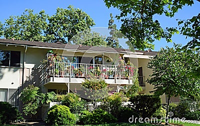 Garden balcony in Laguna Woods, California Stock Photo
