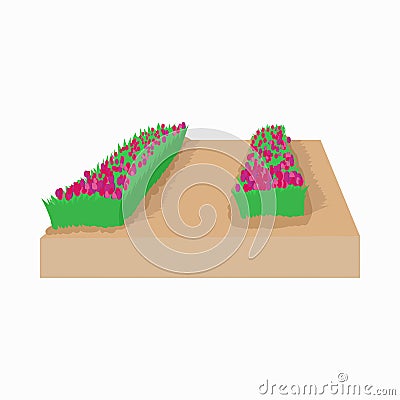 Garden bed of tulips in Holland icon Stock Photo