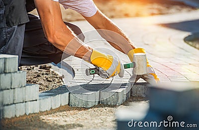 Garden Brick Pathway Paving Stock Photo