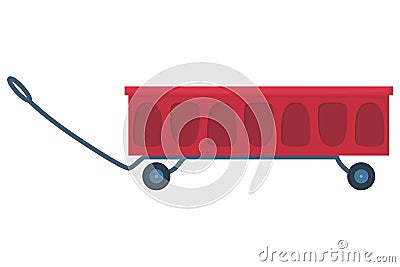 Garden cart cartoon or farm wheelbarrow icon. Gardening, farming concept. Equipment of garden cart or garden wagon Vector Illustration