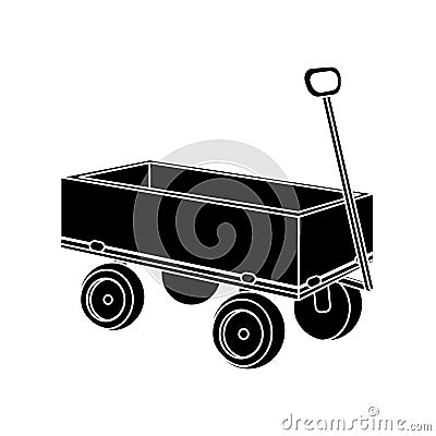 Garden cart icon simple silhouette. Garden work, cart, and wheelbarrow for children Vector Illustration