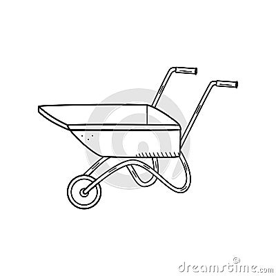 Garden cart, vector illustration of a doodle style utility wheelbarrow Vector Illustration