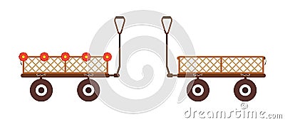 Garden cart yard dump wagon. Wheelbarrow Vector Illustration