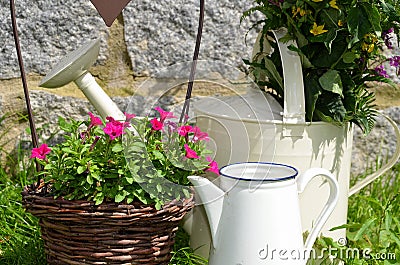 Garden decoration flower pot Stock Photo