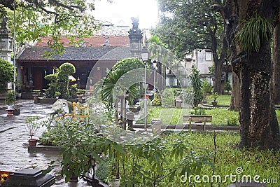 Garden of Den Quan Thanh temple Stock Photo