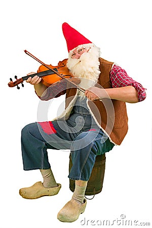 Garden dwarf with violin Stock Photo