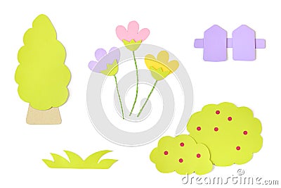 Garden element paper cut on white background Stock Photo