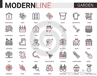 Garden farm tools flat icon vector illustration set of gardening or landscaping accessories for gardener farmer worker Vector Illustration