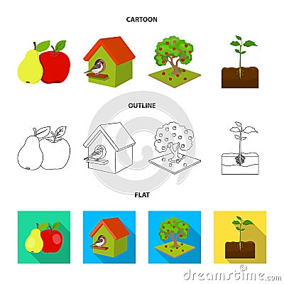 Garden, farming, nature and other web icon in cartoon,outline,flat style. Plant, Root, stem, icons in set collection. Vector Illustration