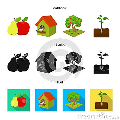 Garden, farming, nature and other web icon in cartoon,black,flat style. Plant, Root, stem, icons in set collection. Vector Illustration