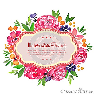 Garden flower watercolor template spring rose Vector Illustration