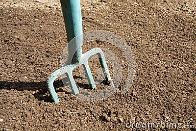 Garden fork closeup Stock Photo