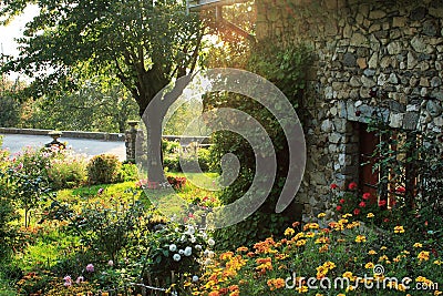 Garden in the french countryside Stock Photo