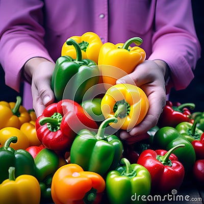 Garden-Fresh Bell Peppers: Farmer's Yield Stock Photo