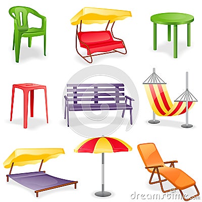 Garden furniture icon set Vector Illustration