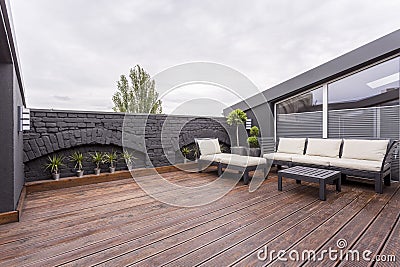 Garden furniture on terrace Stock Photo