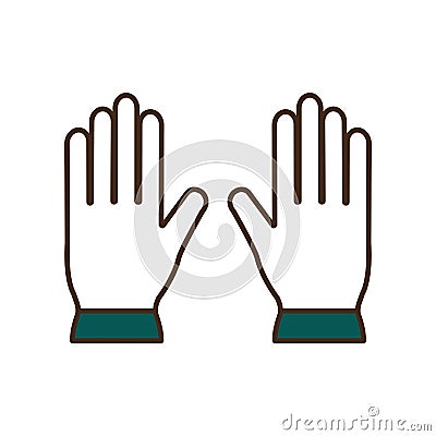 Garden gloves line and fill style icon vector design Vector Illustration