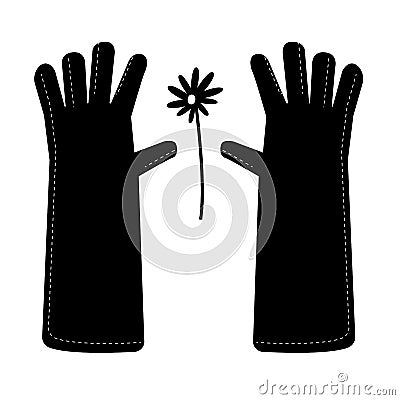 Garden gloves in a simple style. Daisy flower. Vector Illustration