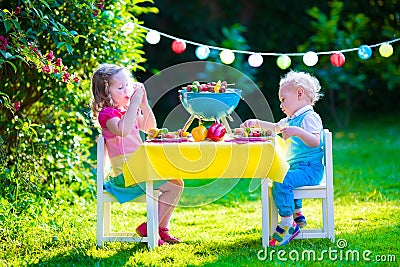 Garden grill party for kids Stock Photo