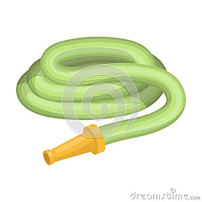 Garden hose with nozzle. Hose for watering beds. Farm and gardening single icon in cartoon style vector symbol stock Vector Illustration