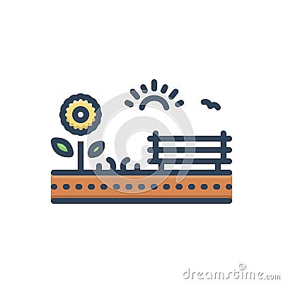 Color illustration icon for Garden, flower and lawn Cartoon Illustration
