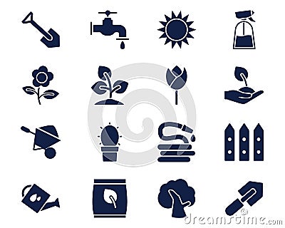 Garden icon set glyph cool cute icon pack Vector Illustration