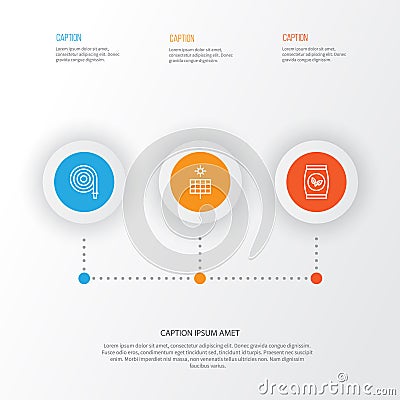 Garden Icons Set. Collection Of Plant Seeds, Sun Power, Fire Tube And Other Elements. Also Includes Symbols Such As Tube Vector Illustration