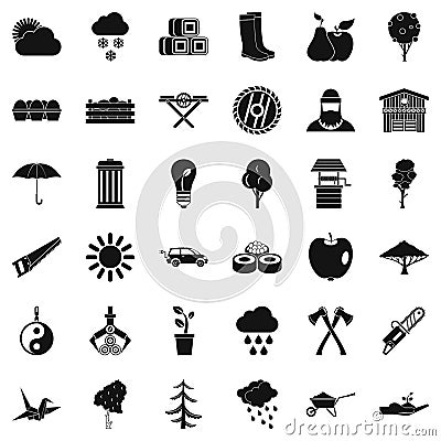 Garden icons set, simple style Vector Illustration