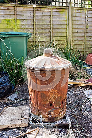 Garden incinerator dustbin style Stock Photo