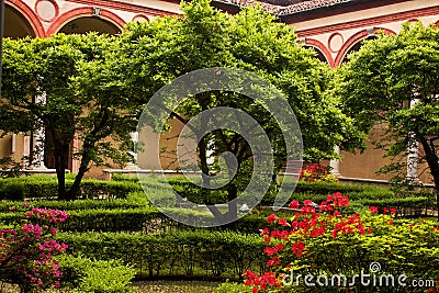 Garden inside of church Santa Maria delle Grazie Stock Photo