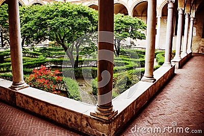 Garden inside of church Santa Maria delle Grazie Stock Photo