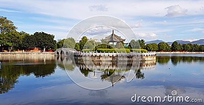 The garden with the lake of Temple of Confucius, Jianshui, Yunnan, China Editorial Stock Photo