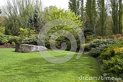 Garden lawn after spring rain Stock Photo